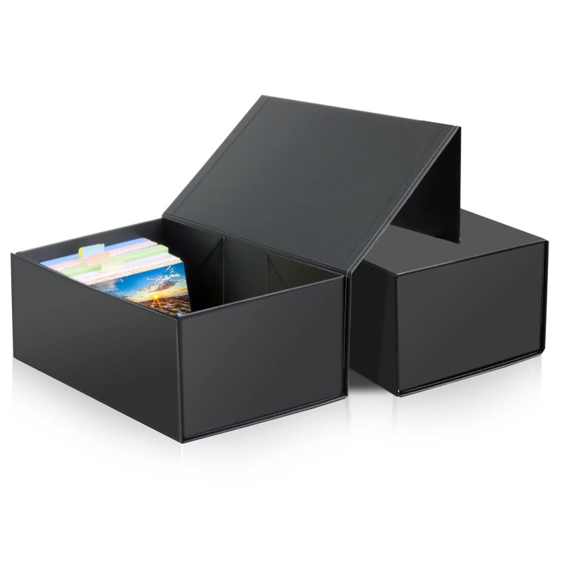 tutata 4X6 Index Card Holder  Index Card Storage Box 4 x 6 Inches  Fits 1200 Flash Cards - 2 Pack  Black - Image 1